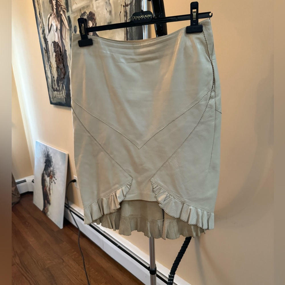 Roberto Cavalli leather beige skirt